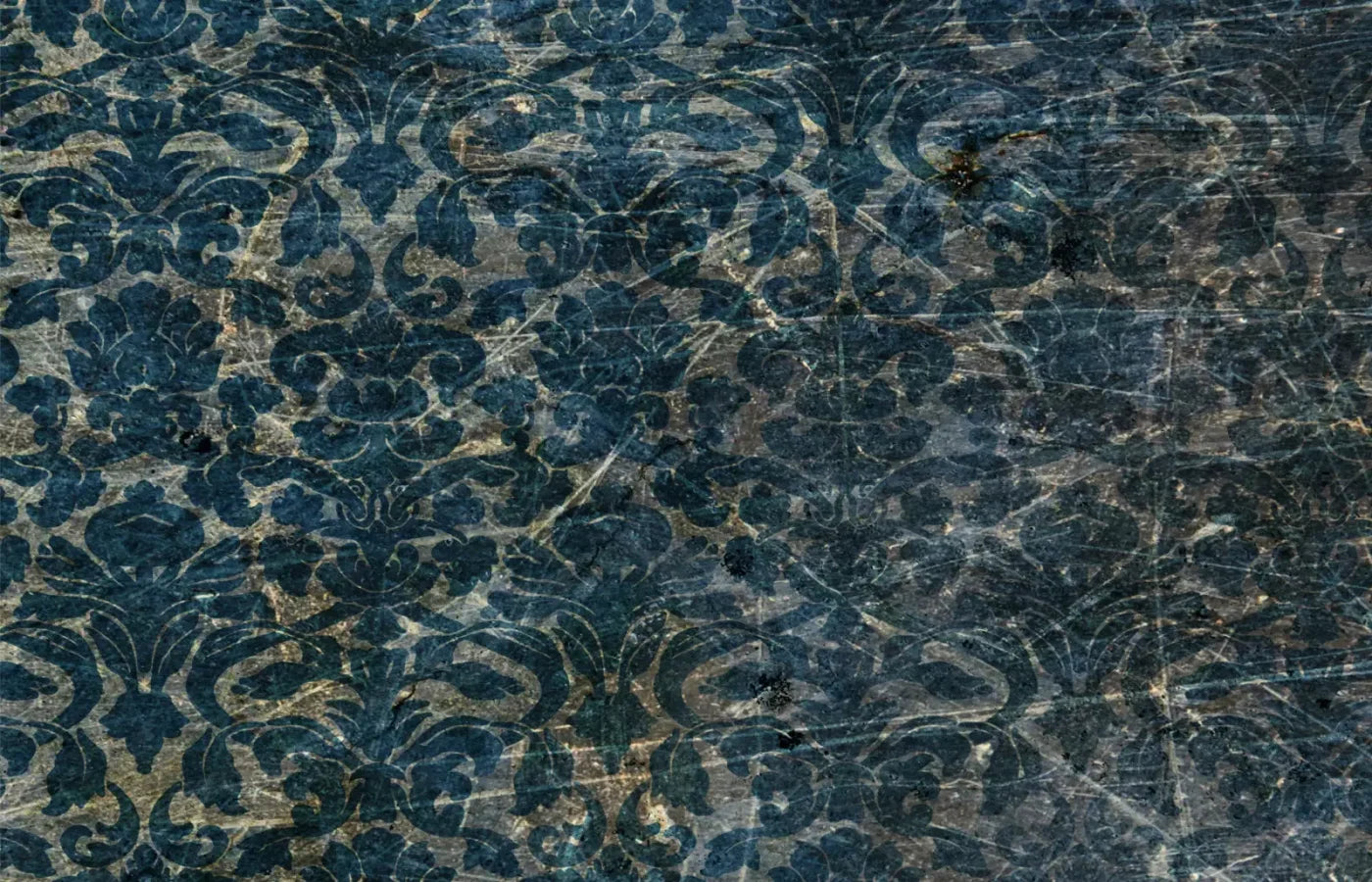 Vintage Wallpaper Blue 12X8 Ultracloth ( 144 X 96 Inch ) Backdrop