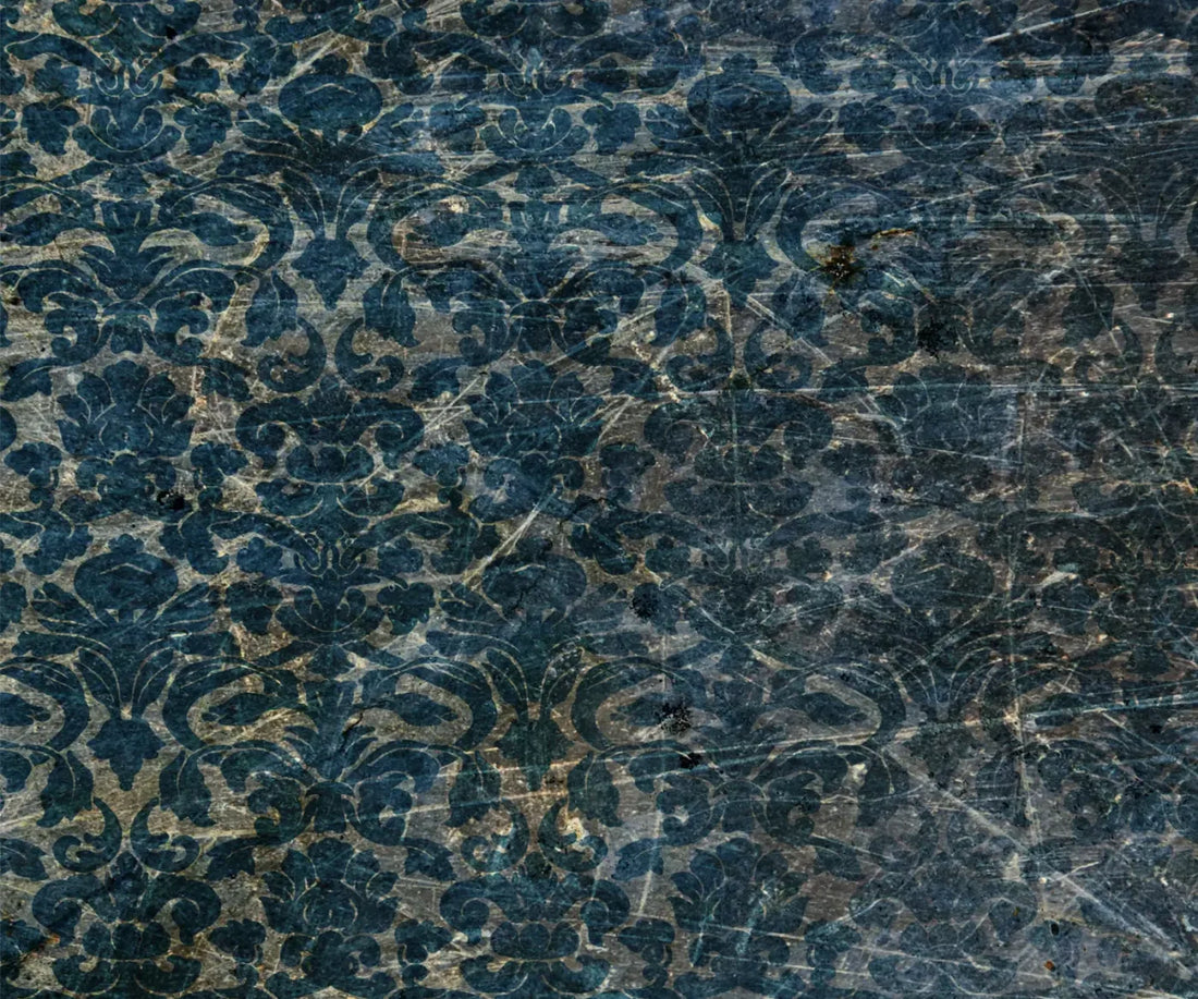 Vintage Wallpaper Blue 5X42 Fleece ( 60 X 50 Inch ) Backdrop