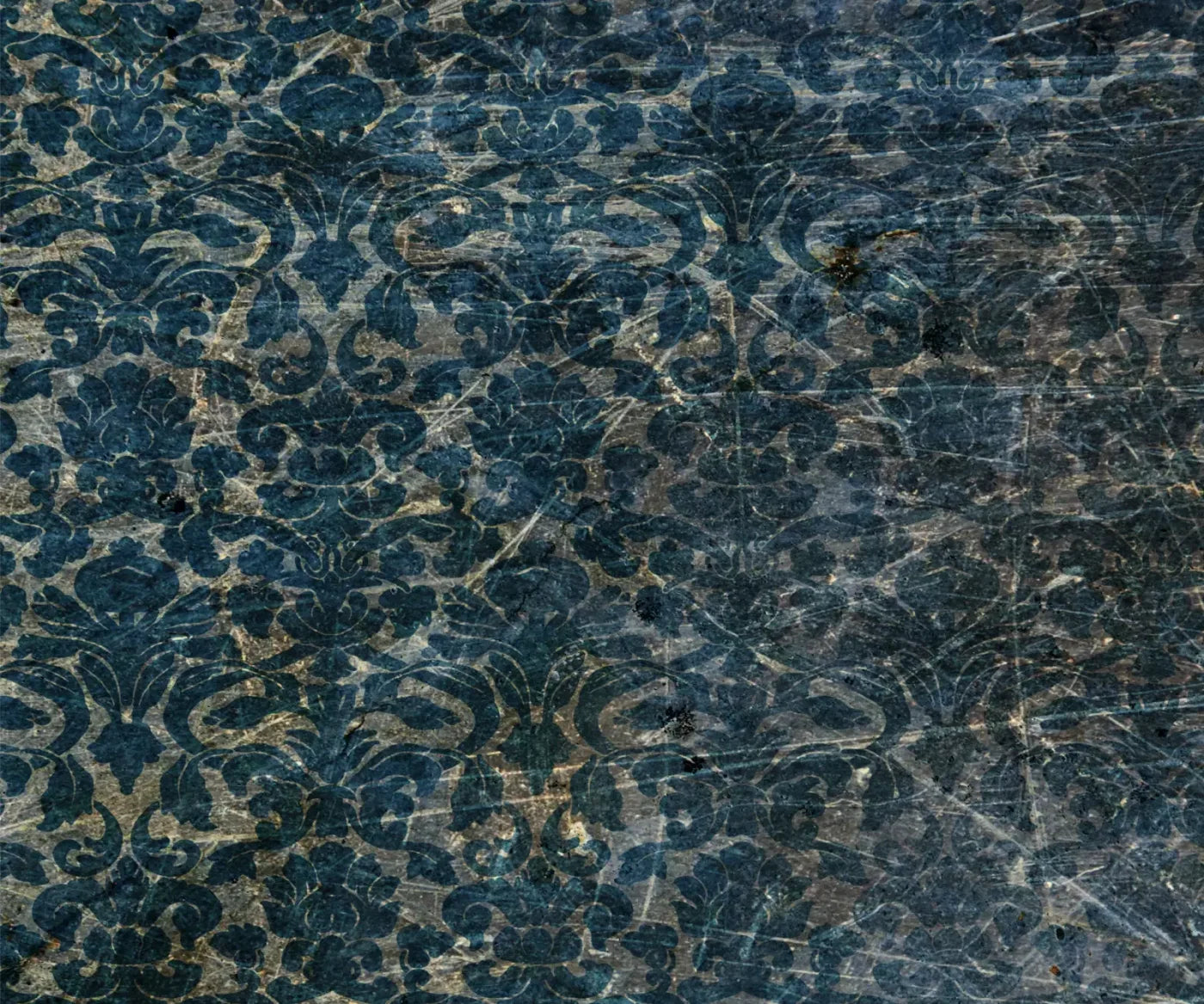 Vintage Wallpaper Blue 5X42 Fleece ( 60 X 50 Inch ) Backdrop