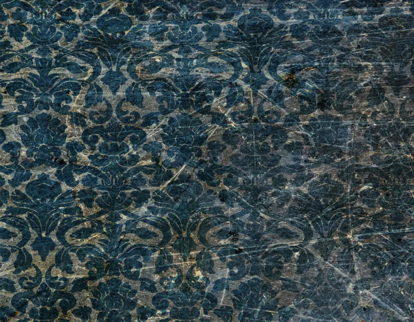 Vintage Wallpaper Blue 8X6 Fleece ( 96 X 72 Inch ) Backdrop
