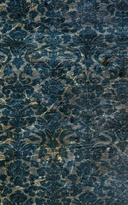 Vintage Wallpaper Blue 9X14 Ultracloth ( 108 X 168 Inch ) Backdrop