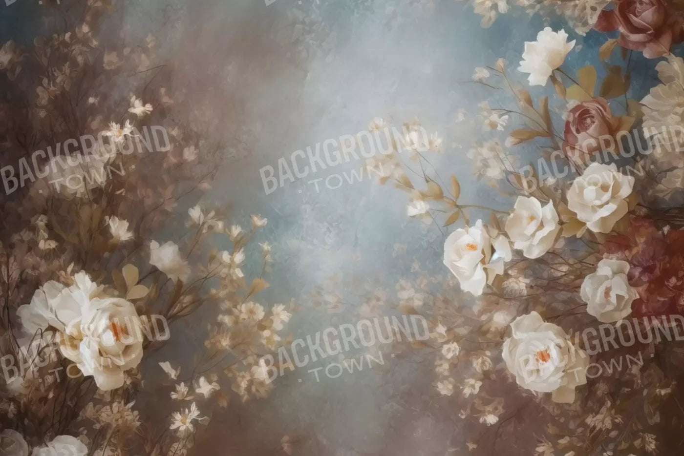 Vintage White Roses 12’X8’ Ultracloth (144 X 96 Inch) Backdrop