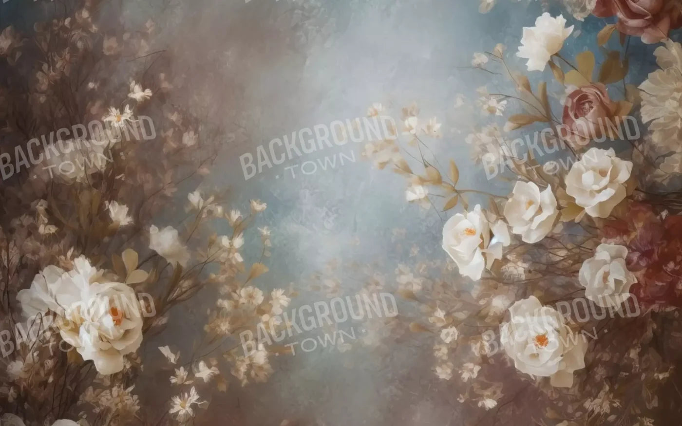 Vintage White Roses 16’X10’ Ultracloth (192 X 120 Inch) Backdrop