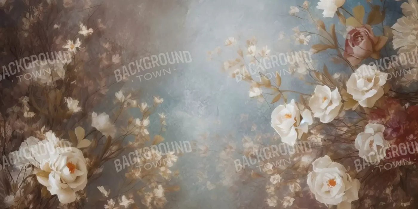 Vintage White Roses 16’X8’ Ultracloth (192 X 96 Inch) Backdrop