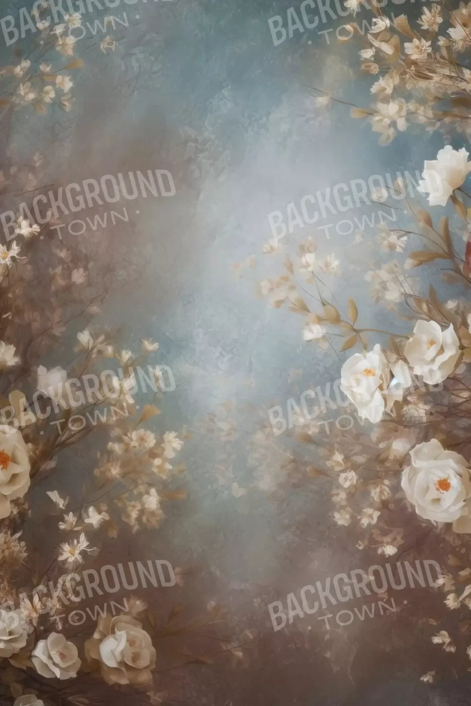 Vintage White Roses 8’X12’ Ultracloth (96 X 144 Inch) Backdrop