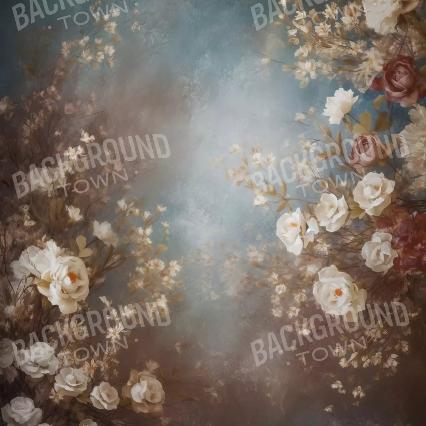 Vintage White Roses 8’X8’ Fleece (96 X Inch) Backdrop