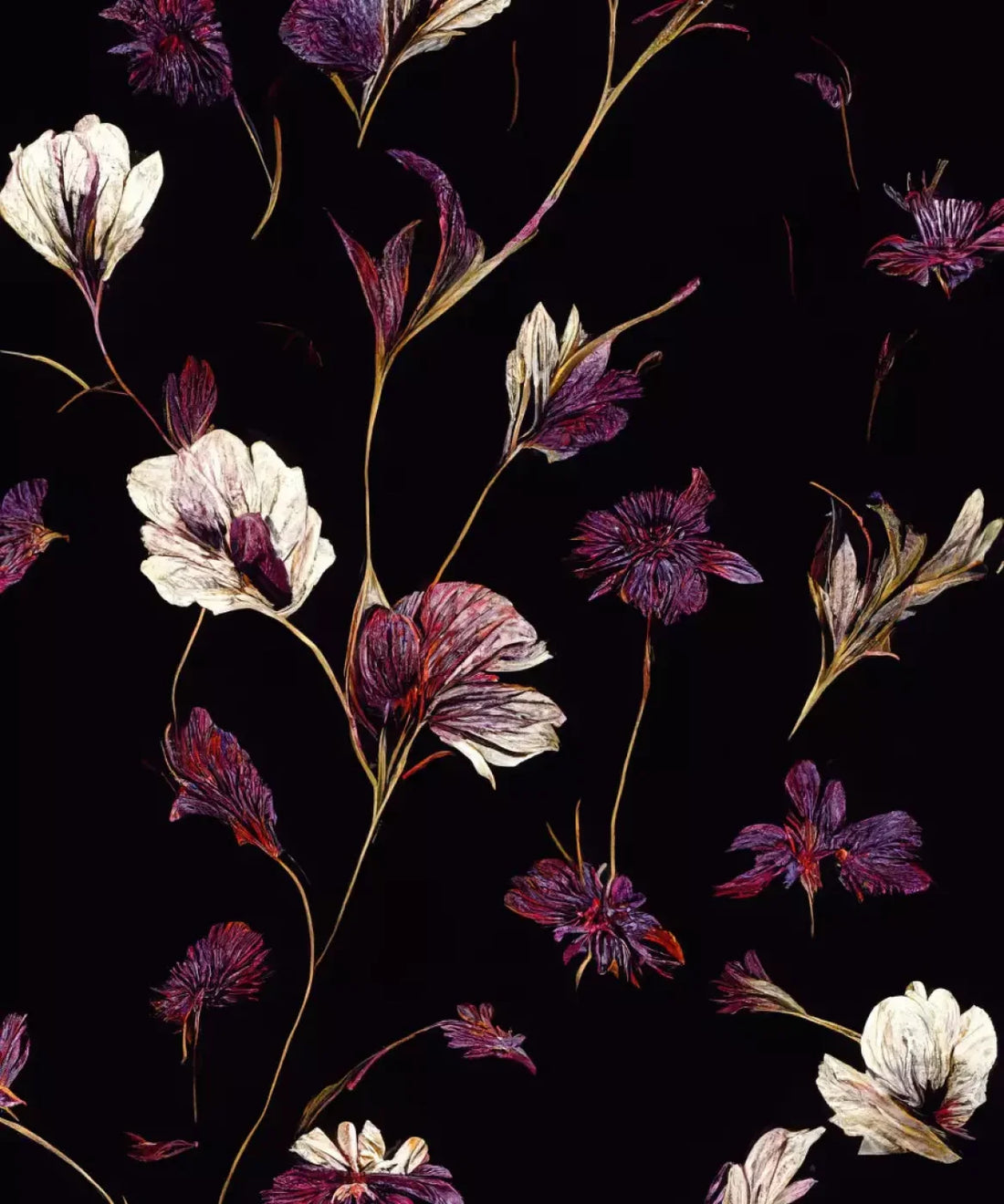 Black Floral Backdrop for Photography
