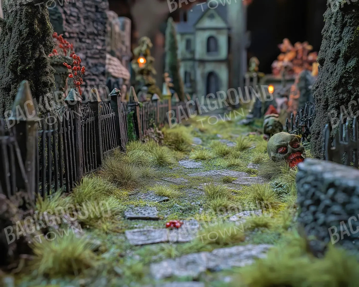 Walk Through Zombie Graveyard2 10’x8’ Fleece (120 x 96 inch) Backdrop