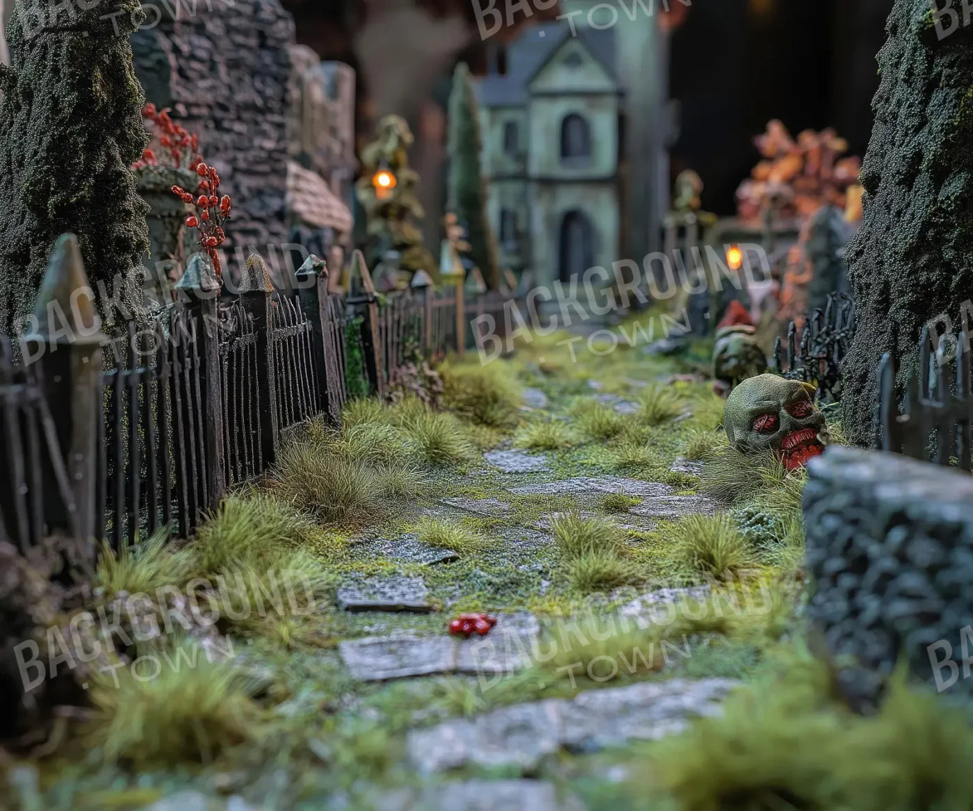 Walk Through Zombie Graveyard2 5’x4’2 Fleece (60 x 50 inch) Backdrop
