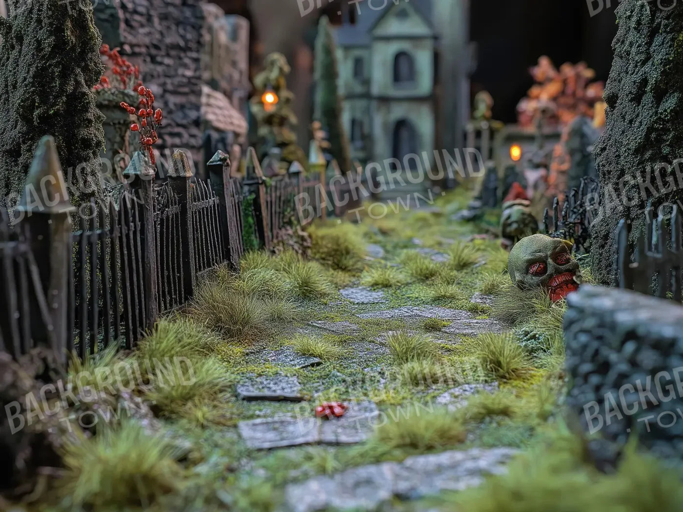 Walk Through Zombie Graveyard2 6’8x5’ Fleece (80 x 60 inch) Backdrop