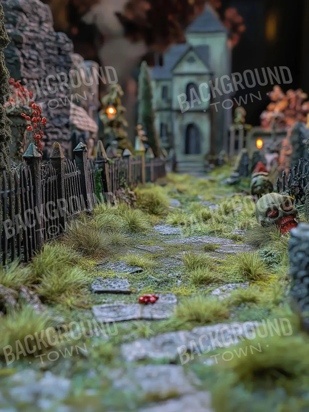 Walk Through Zombie Graveyard2 6’x8’ Fleece (72 x 96 inch) Backdrop