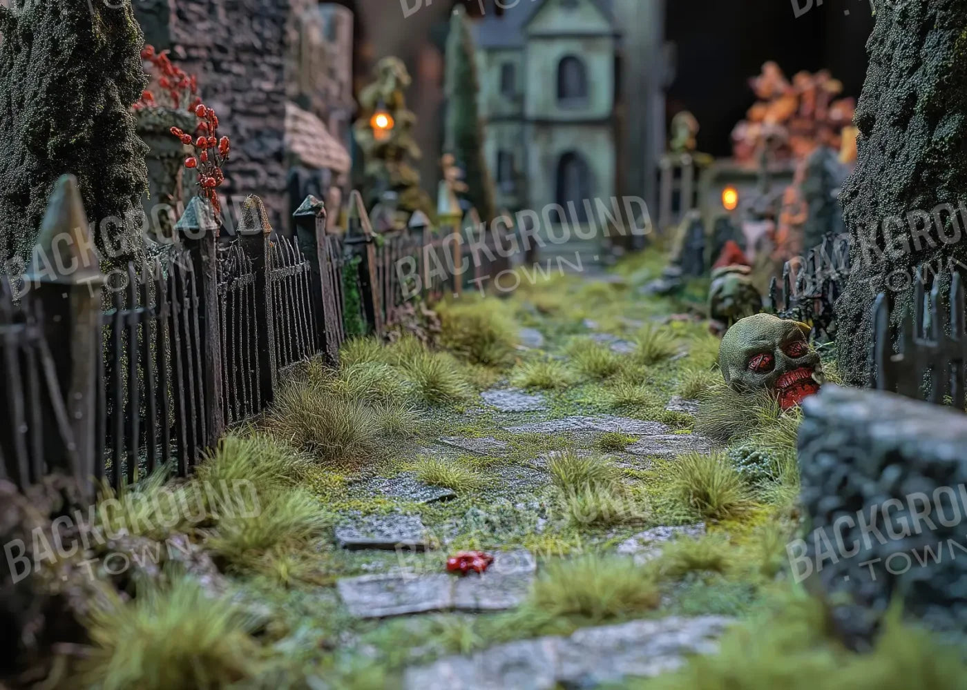 Walk Through Zombie Graveyard2 7’x5’ UltraCloth (84 x 60 inch) Backdrop