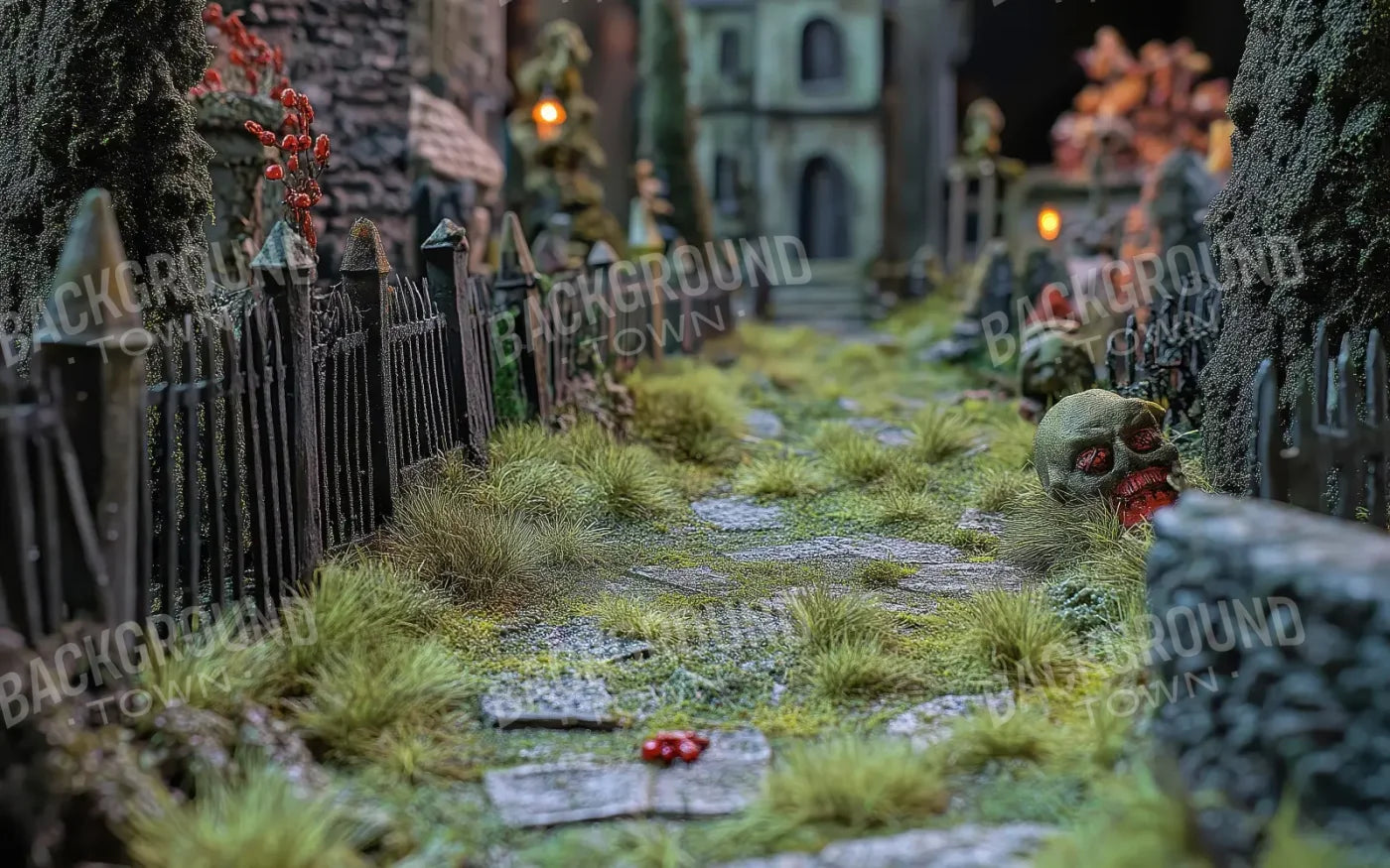 Walk Through Zombie Graveyard2 8’x5’ UltraCloth (96 x 60 inch) Backdrop
