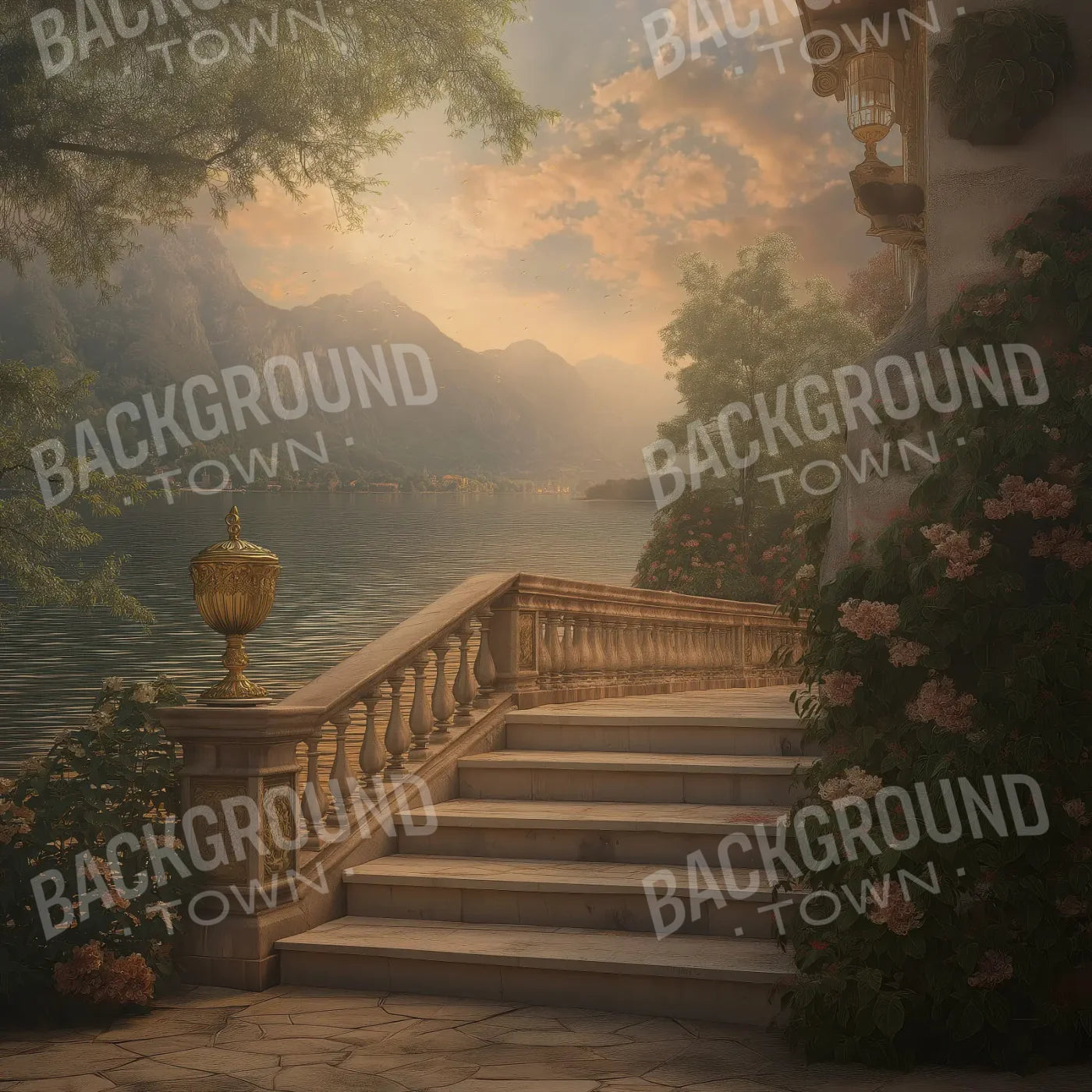 Walkway By Water 10’x10’ UltraCloth (120 x 120 inch) Backdrop