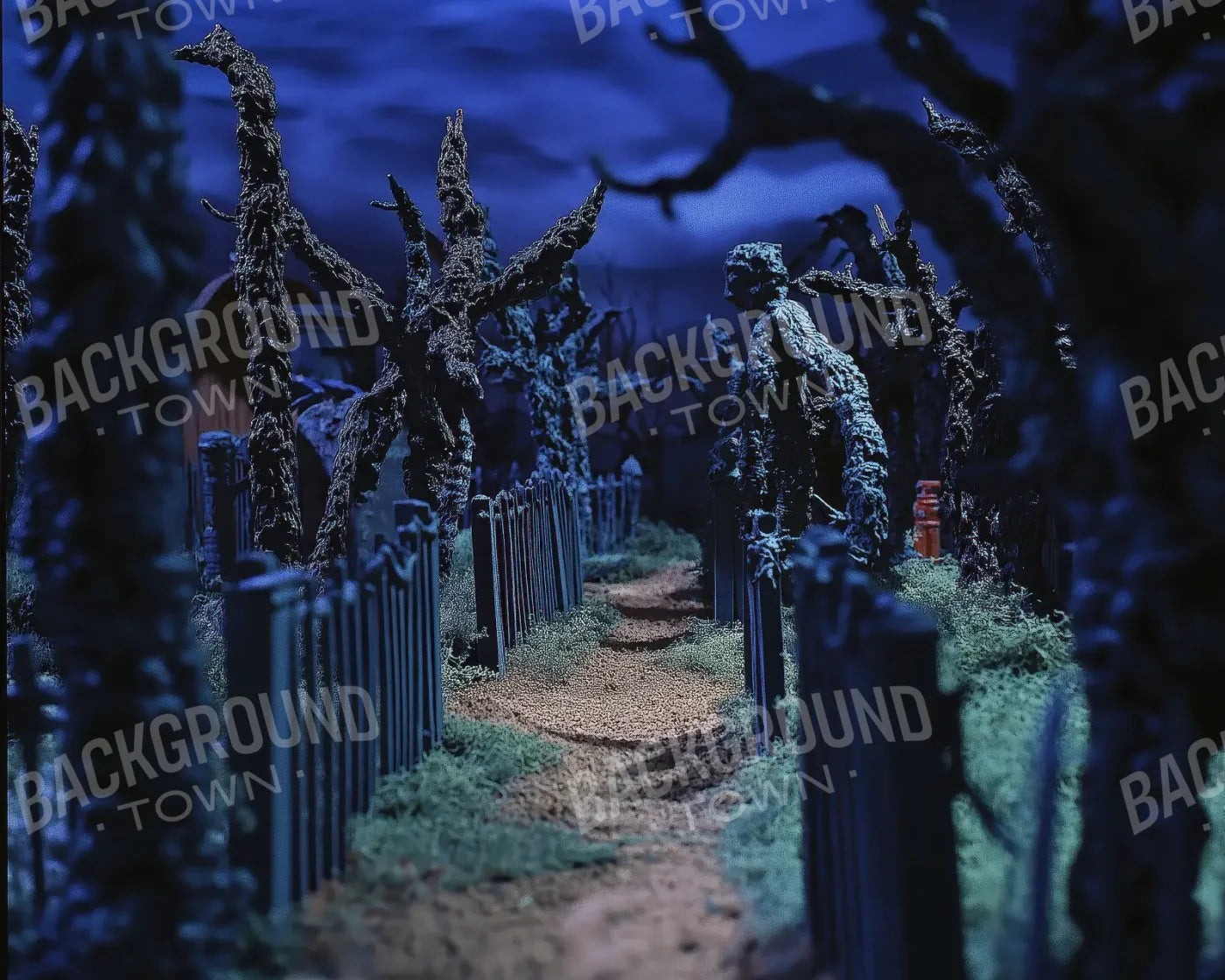 Walkway Through A Cemetary2 10’x8’ Fleece (120 x 96 inch) Backdrop
