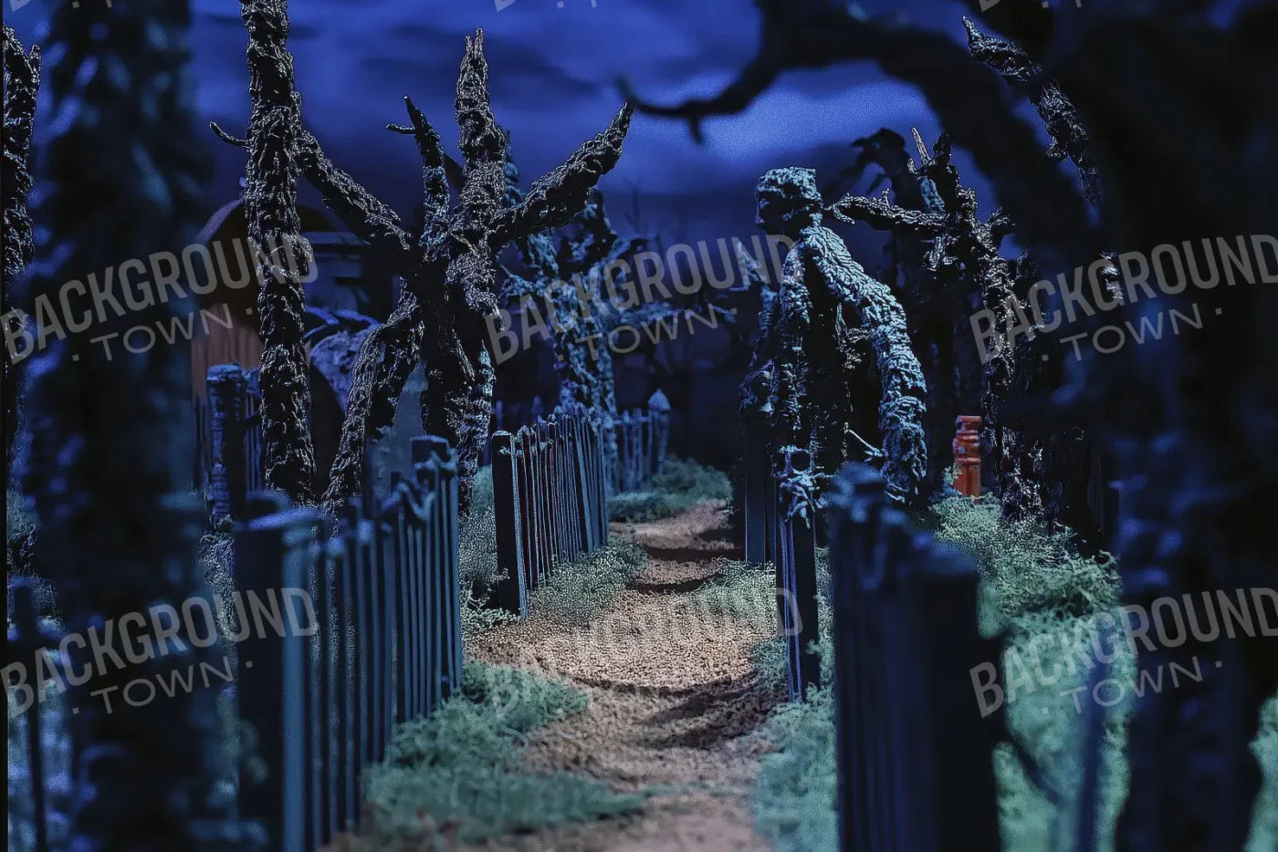 Walkway Through A Cemetary2 12’x8’ UltraCloth (144 x 96 inch) Backdrop