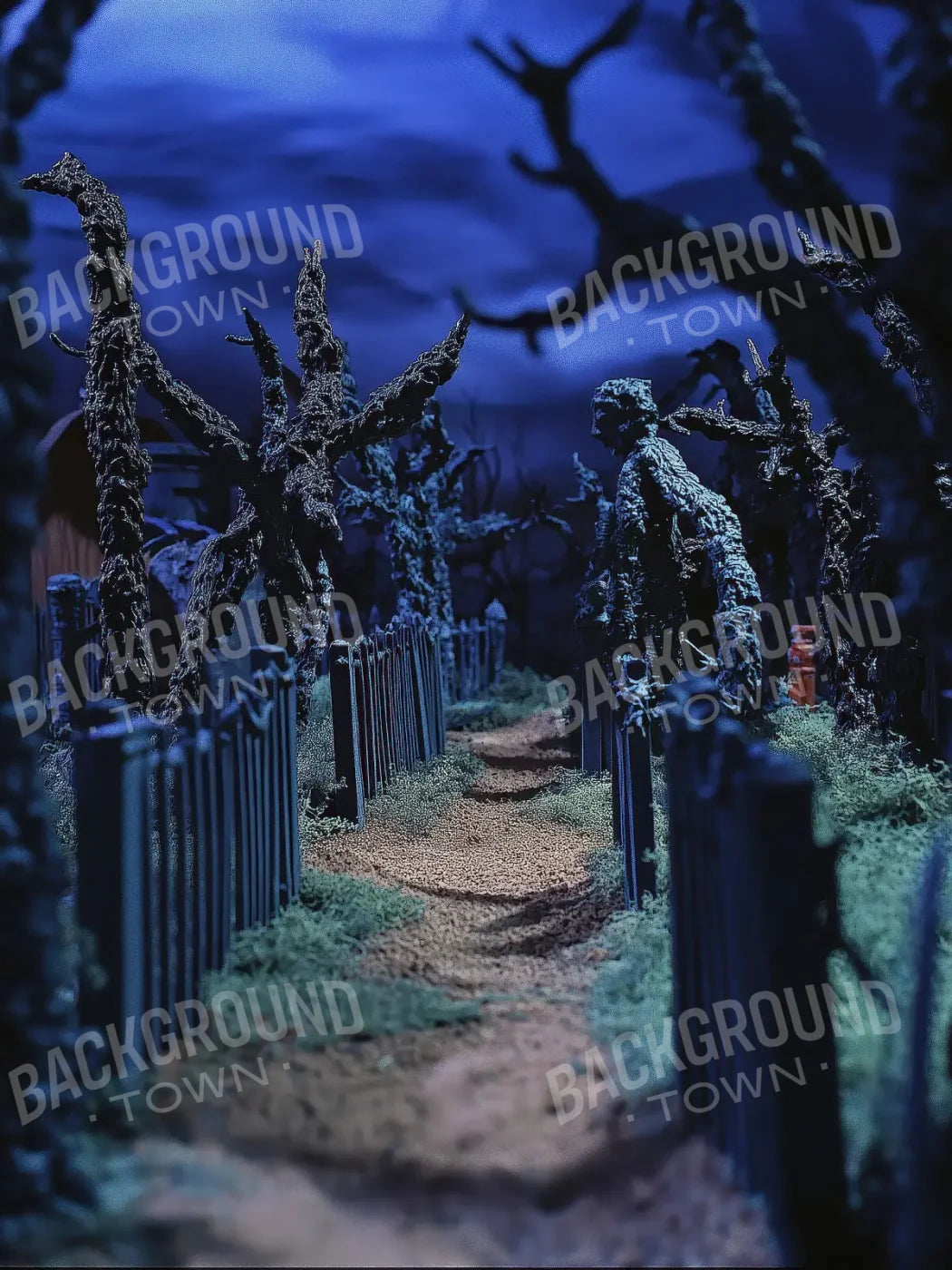 Walkway Through A Cemetary2 6’x8’ Fleece (72 x 96 inch) Backdrop