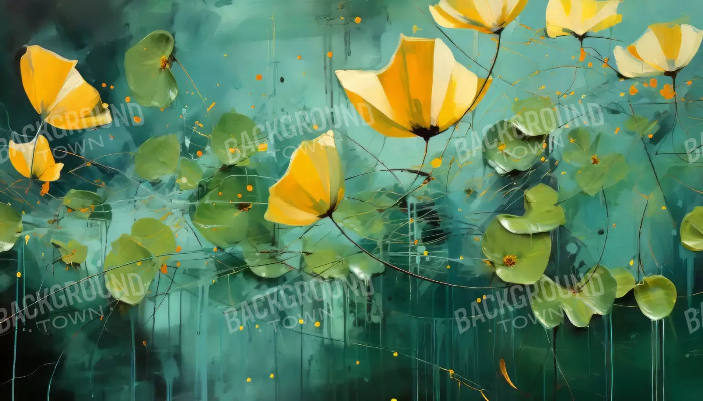 Water Flowers 14’X8’ Ultracloth (168 X 96 Inch) Backdrop