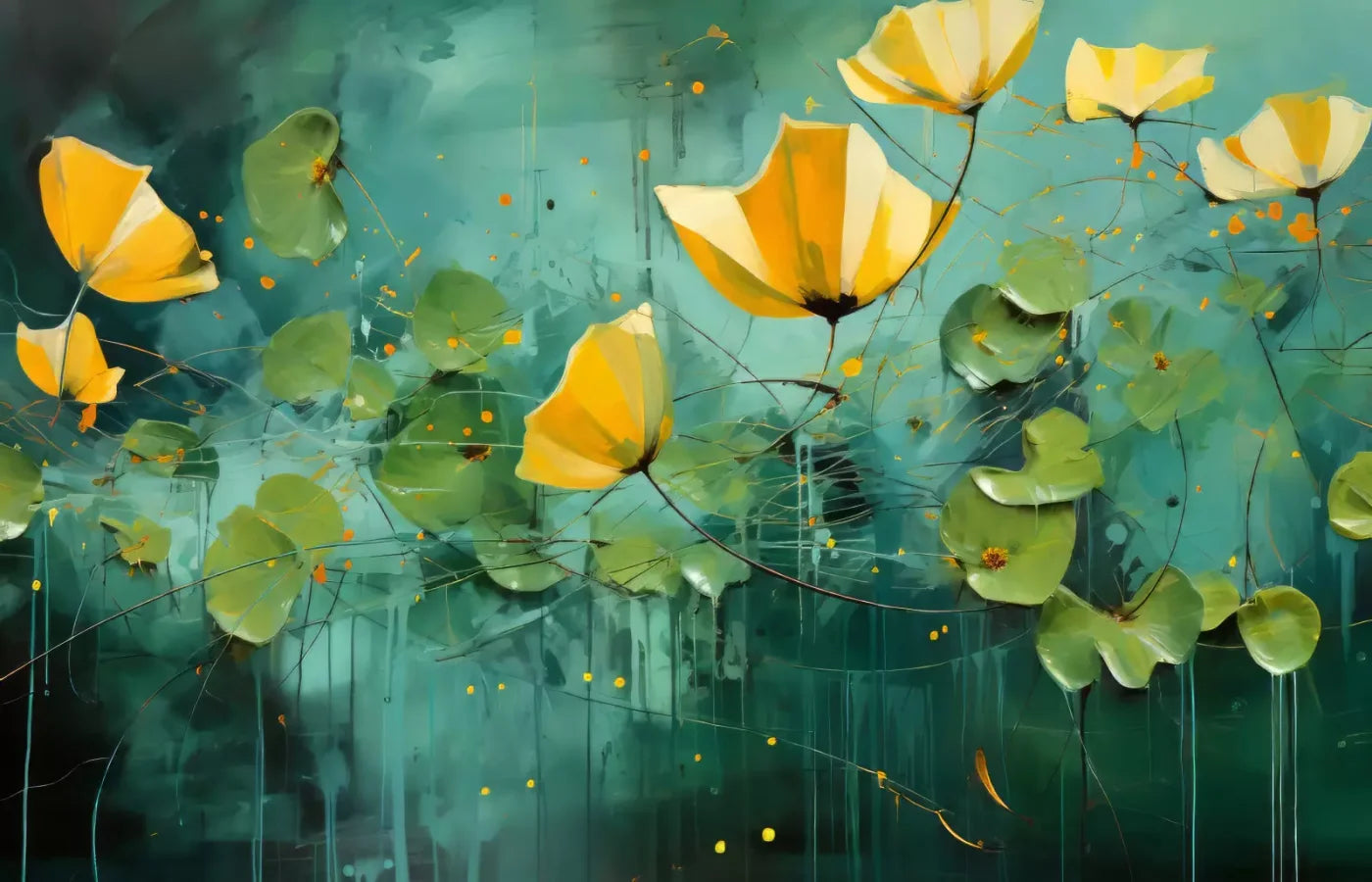 Water Flowers 14’X9’ Ultracloth (168 X 108 Inch) Backdrop