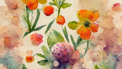 Watercolor Flowers 14X8 Ultracloth ( 168 X 96 Inch ) Backdrop
