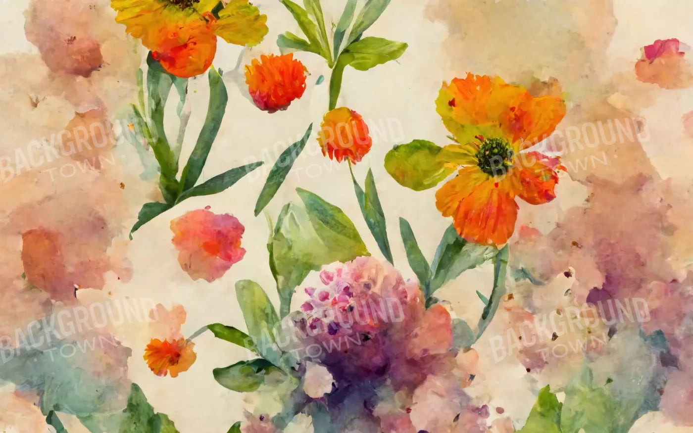 Watercolor Flowers 14X9 Ultracloth ( 168 X 108 Inch ) Backdrop