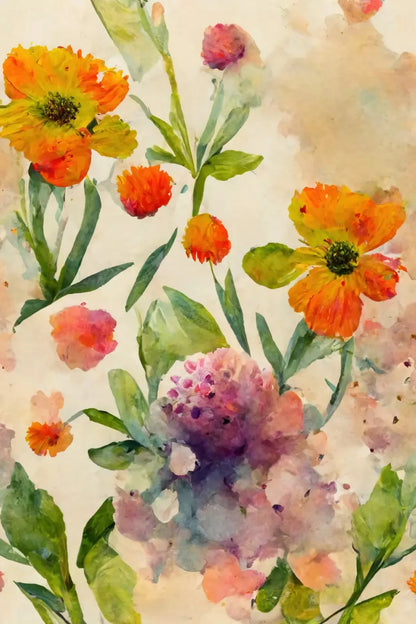 Watercolor Flowers Backdrop