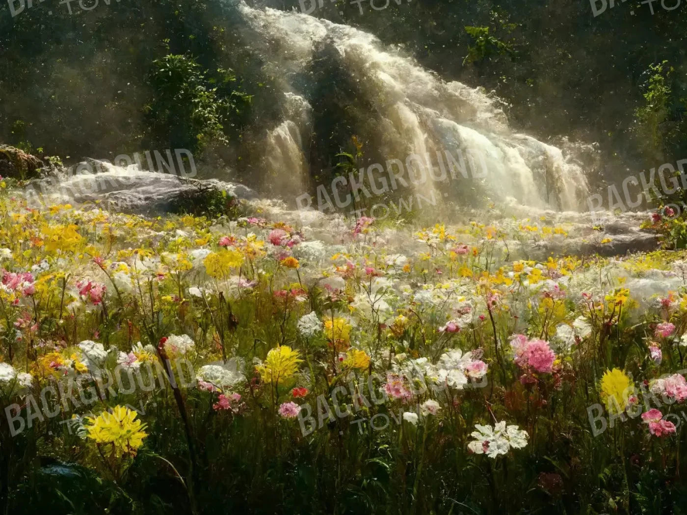 Waterfall Meadow 10X8 Fleece ( 120 X 96 Inch ) Backdrop