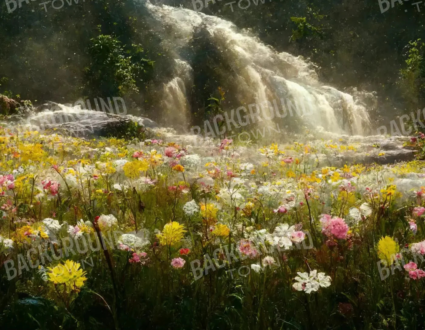 Waterfall Meadow 8X6 Fleece ( 96 X 72 Inch ) Backdrop