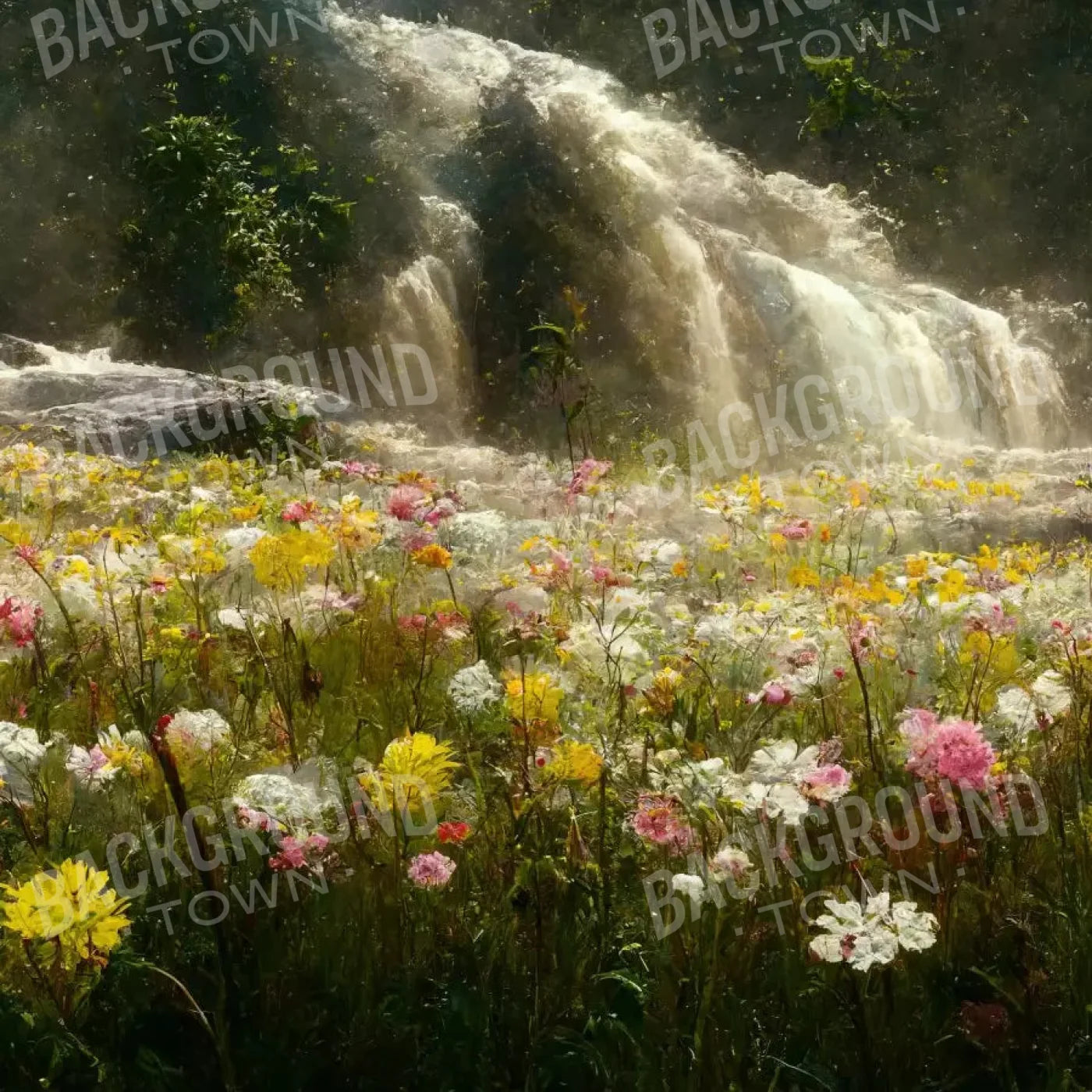 Waterfall Meadow 8X8 Fleece ( 96 X Inch ) Backdrop