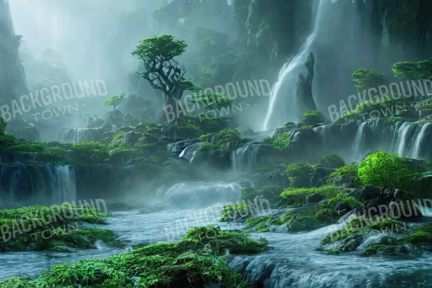 Waterfall Mist 8X5 Ultracloth ( 96 X 60 Inch ) Backdrop