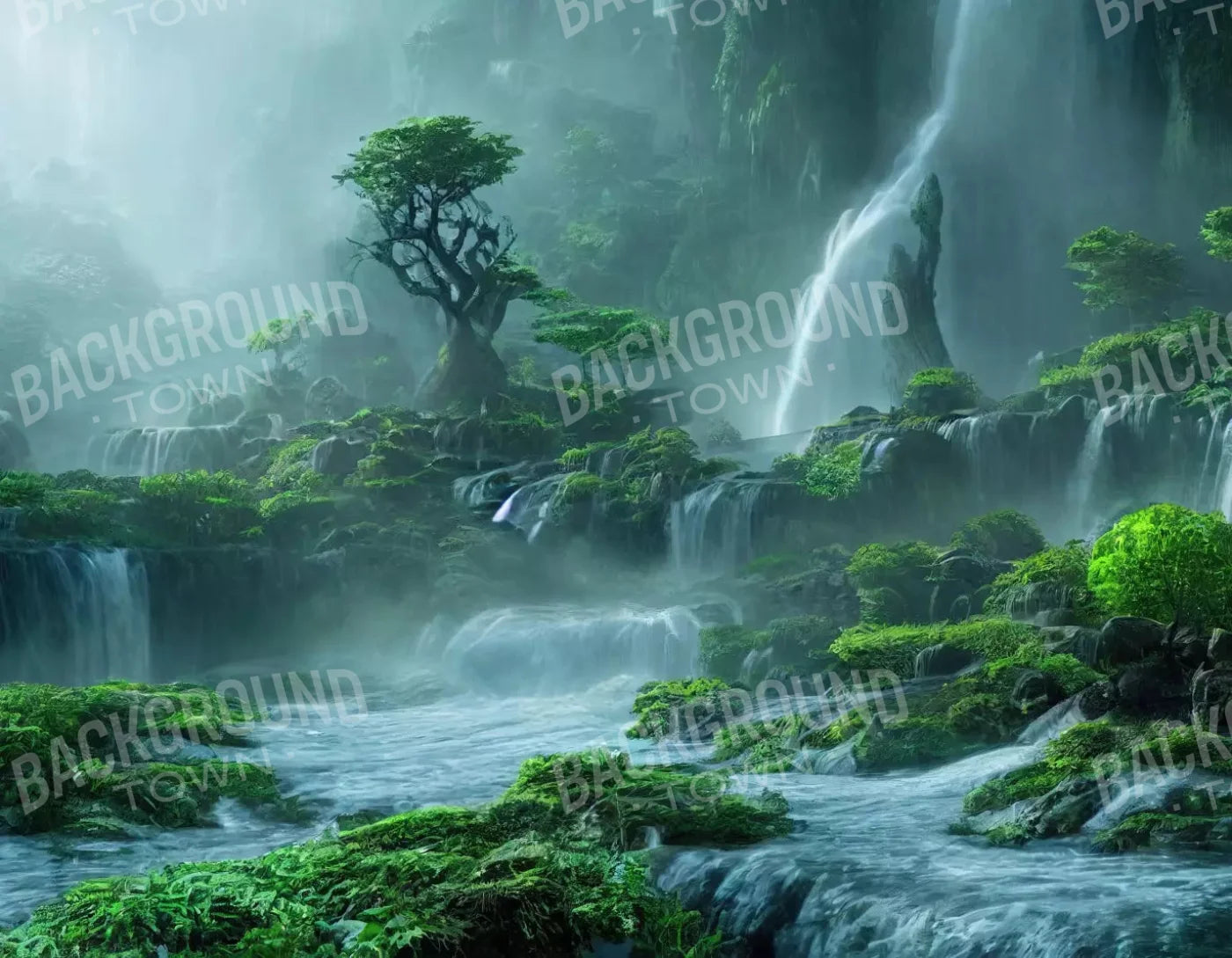 Waterfall Mist 8X6 Fleece ( 96 X 72 Inch ) Backdrop