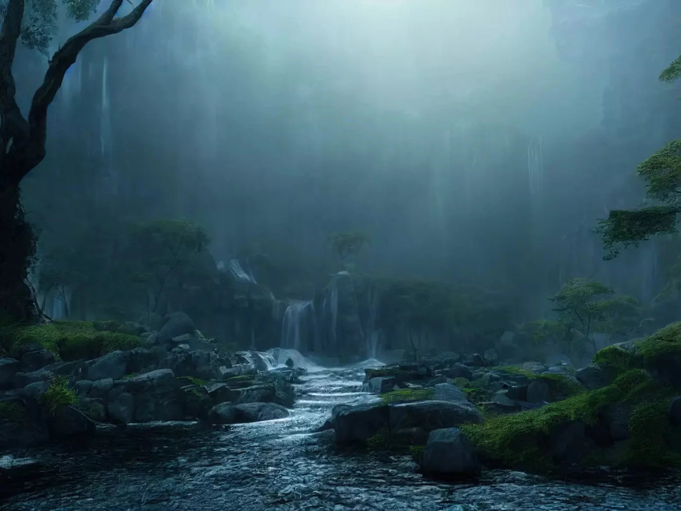 Waterfall Mists 7X5 Ultracloth ( 84 X 60 Inch ) Backdrop