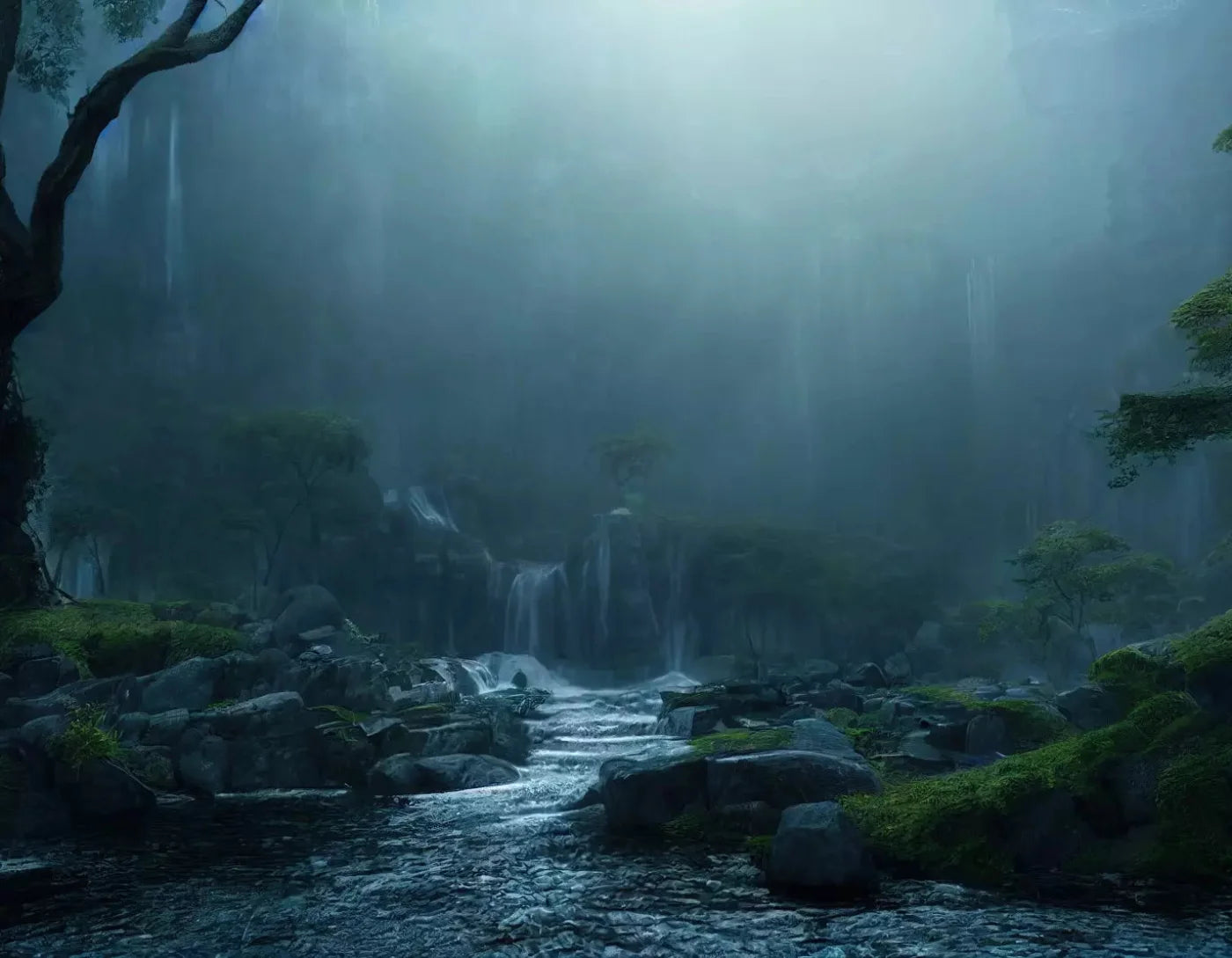 Waterfall Mists 8X6 Fleece ( 96 X 72 Inch ) Backdrop