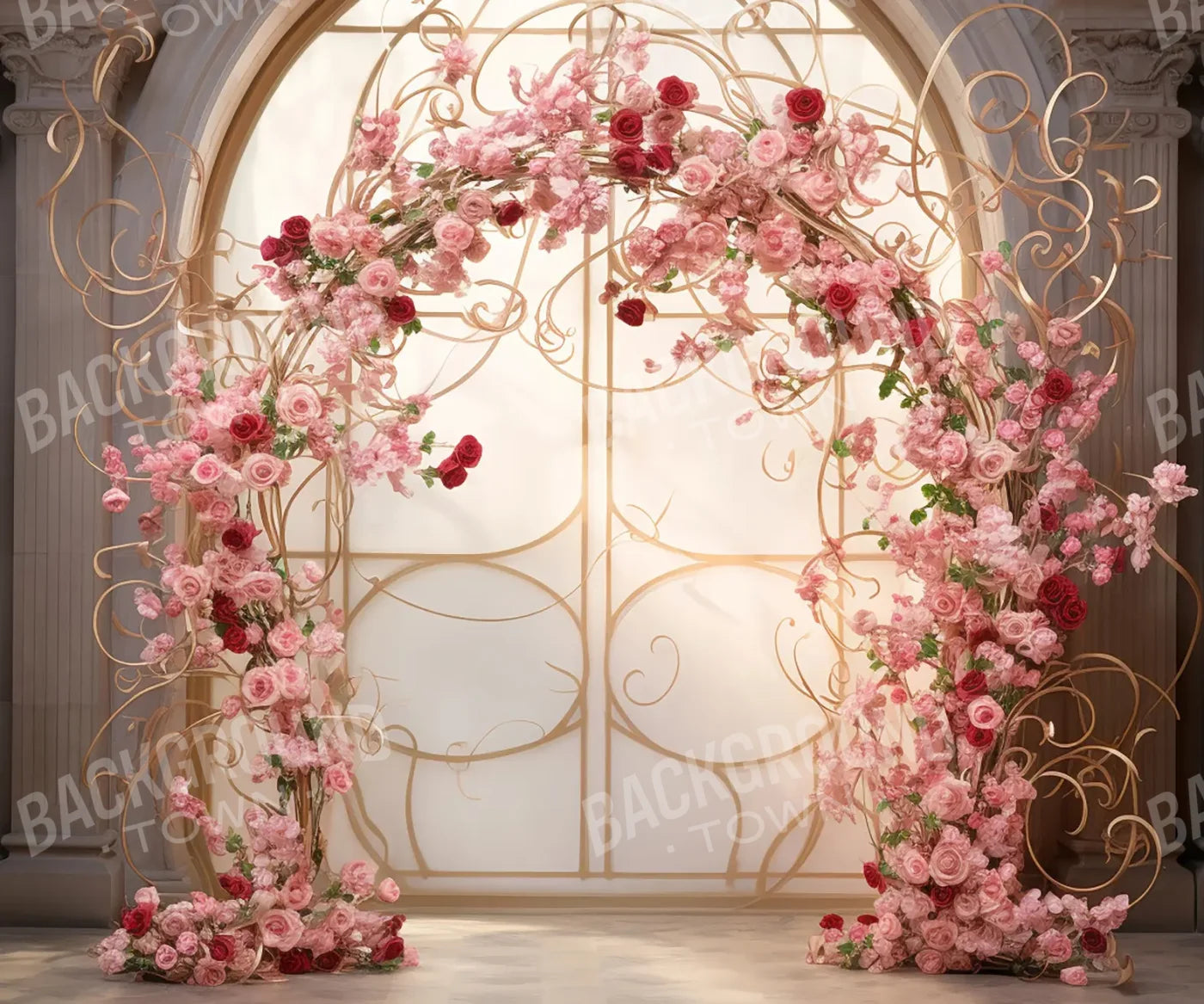 Whimsical Pink Rose Arch 12’x10’ UltraCloth (144 x 120 inch) Backdrop