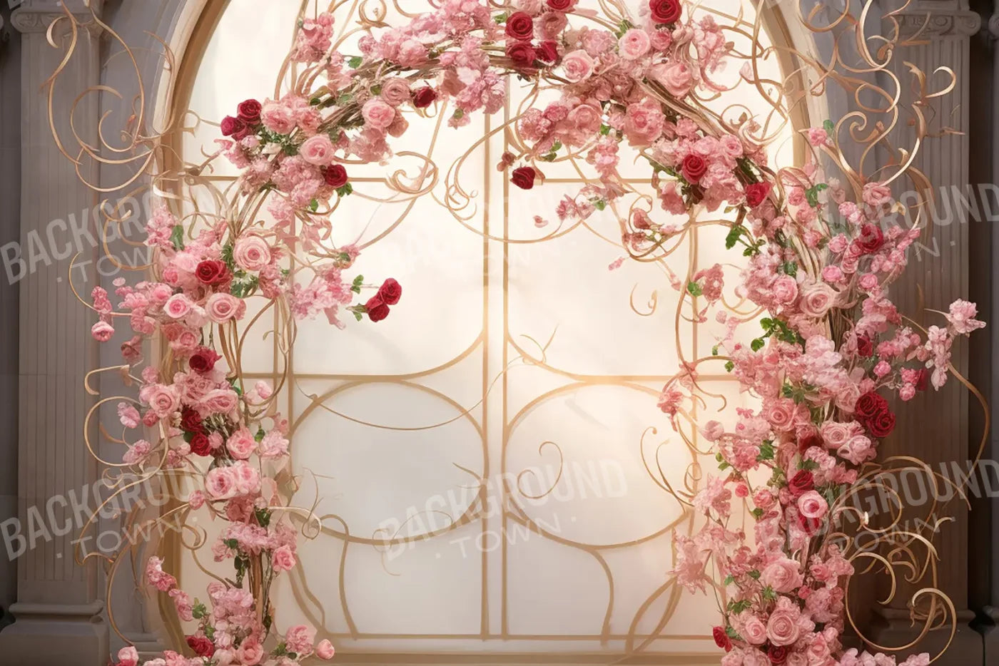 Whimsical Pink Rose Arch 12’x8’ UltraCloth (144 x 96 inch) Backdrop