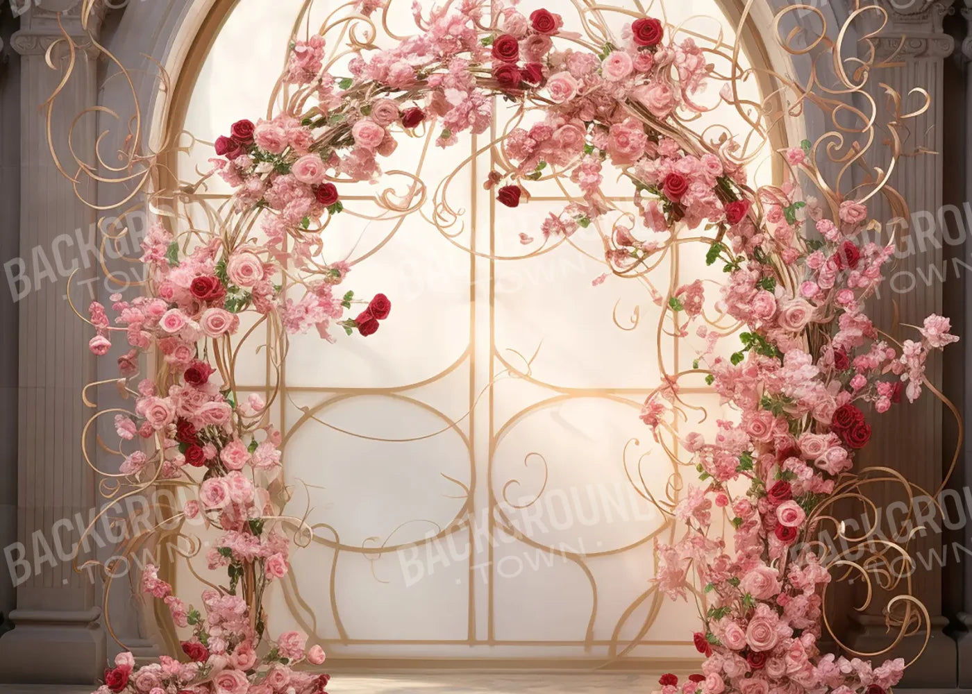 Whimsical Pink Rose Arch 7’x5’ UltraCloth (84 x 60 inch) Backdrop