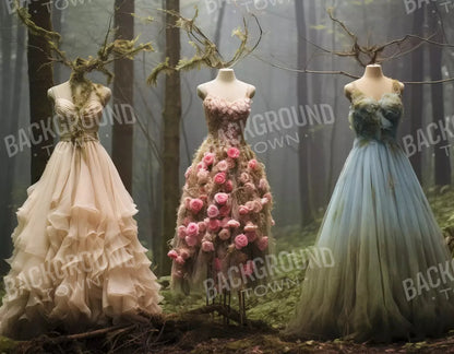 Whimsical Princess Gowns In Forest 8X6 Fleece ( 96 X 72 Inch ) Backdrop