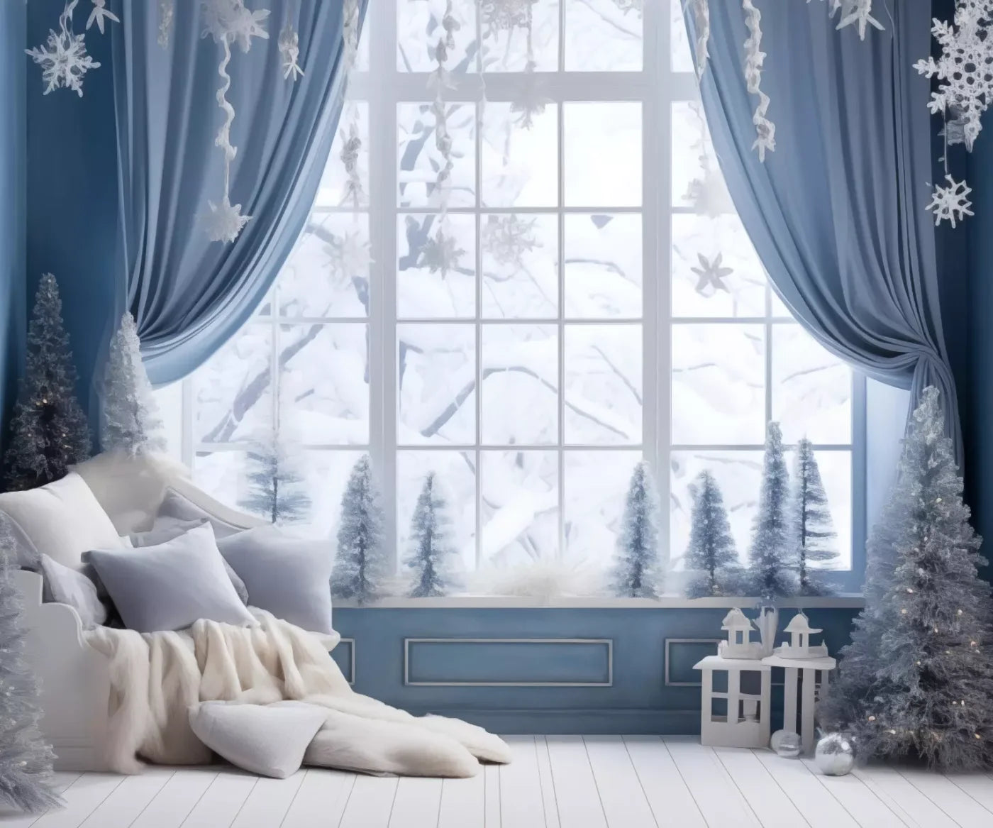 White And Blue Window 1 12X10 Ultracloth ( 144 X 120 Inch ) Backdrop