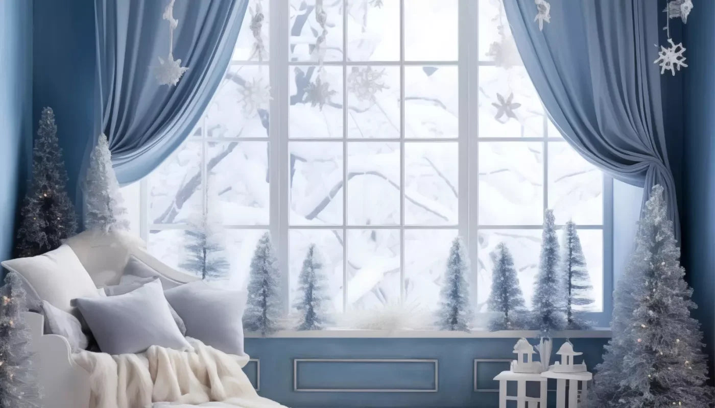 White And Blue Window 1 14X8 Ultracloth ( 168 X 96 Inch ) Backdrop