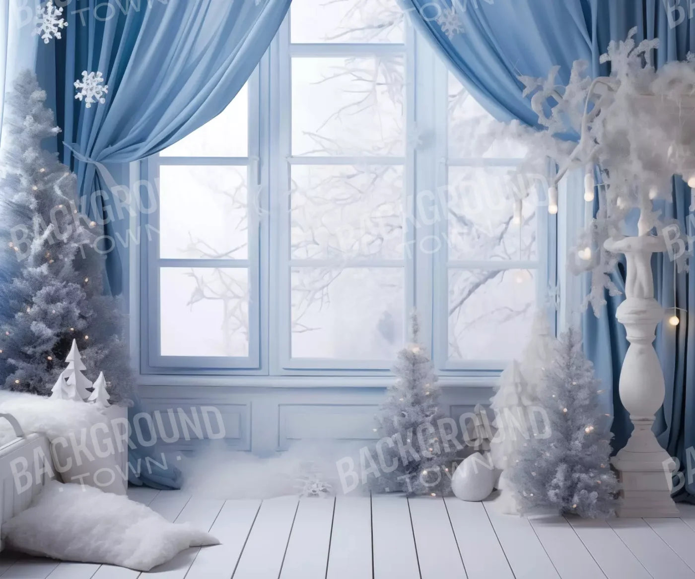 White And Blue Window 2 12X10 Ultracloth ( 144 X 120 Inch ) Backdrop