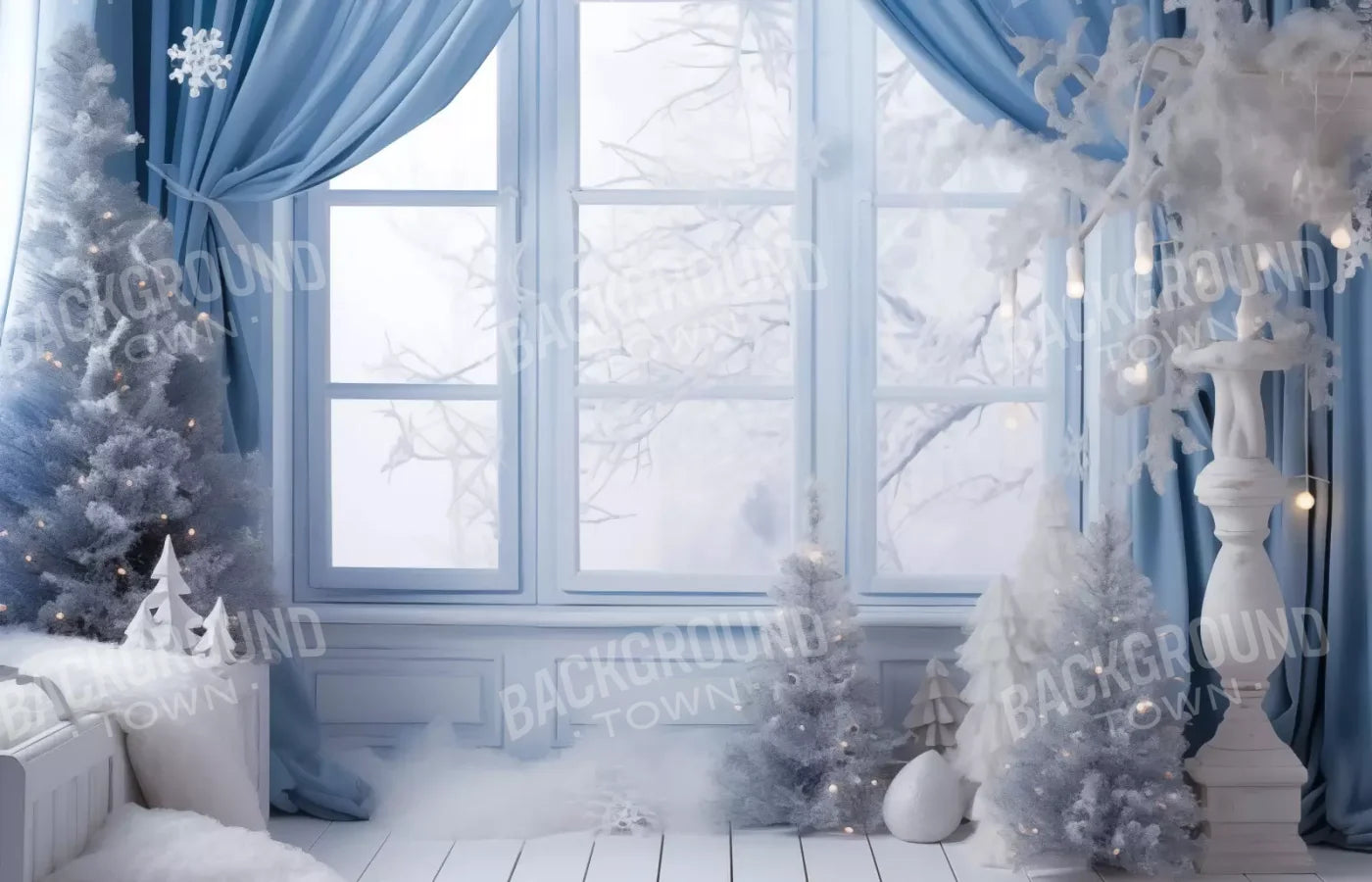 White And Blue Window 2 14X9 Ultracloth ( 168 X 108 Inch ) Backdrop