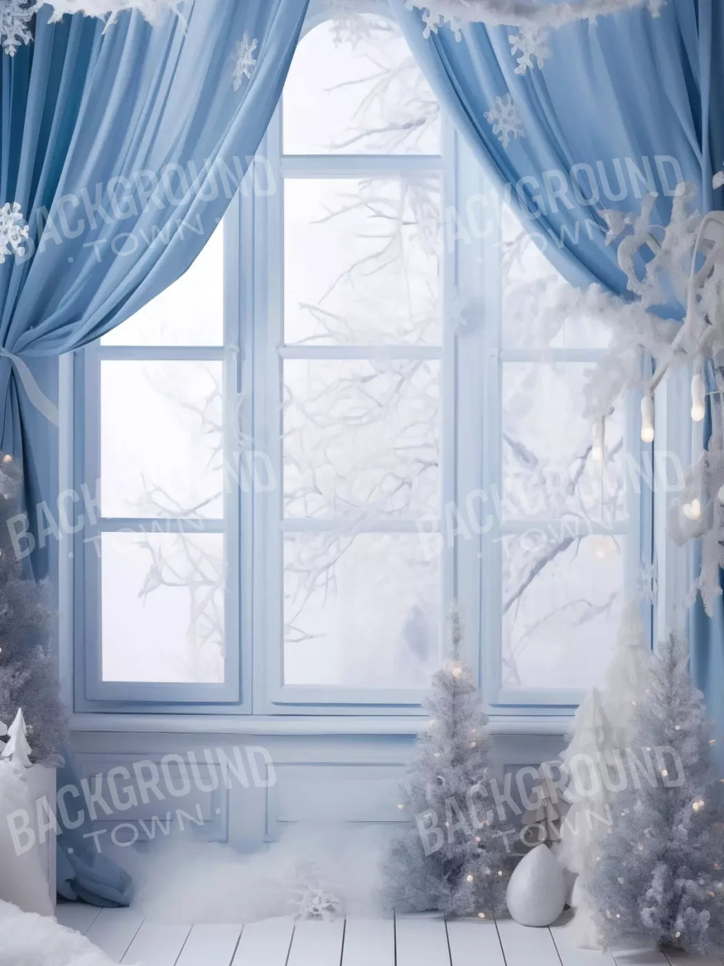 White And Blue Window 2.2 5X68 Fleece ( 60 X 80 Inch ) Backdrop