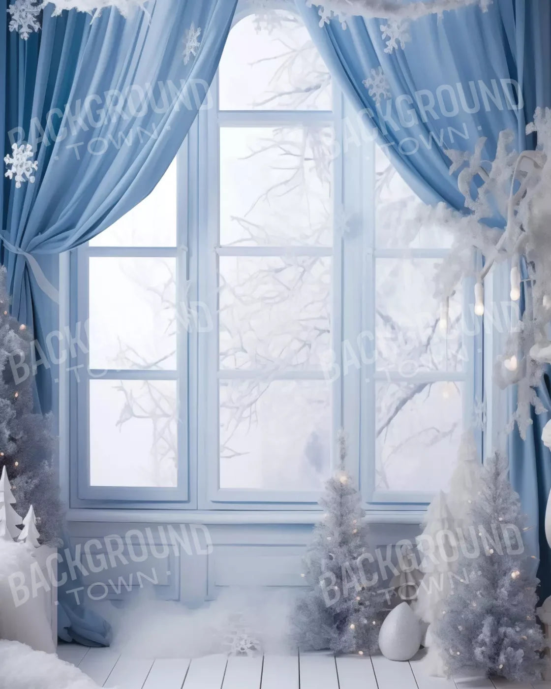 White And Blue Window 2.2 8X10 Fleece ( 96 X 120 Inch ) Backdrop