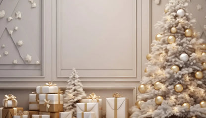 White and Gold Christmas Backdrop