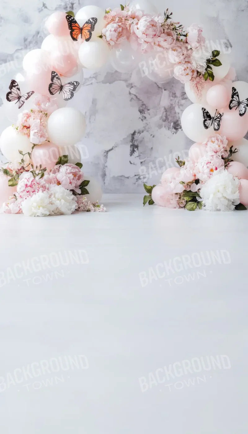 White Balloon Arch Butterflies Sweep 8’x14’ UltraCloth for Westcott X Drop Pro (96 x 168 inch) Backdrop