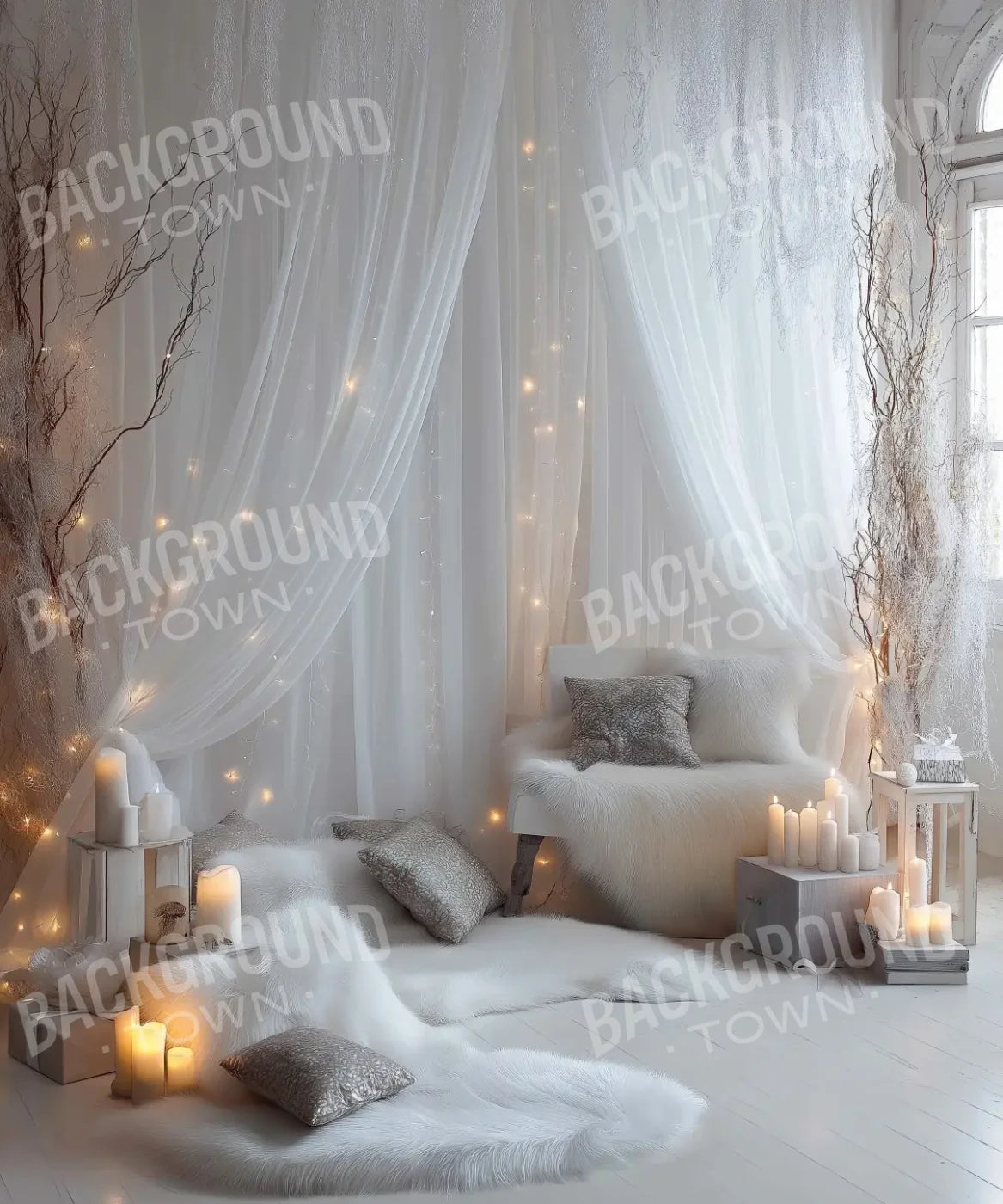 White Candle Boho 10’x12’ UltraCloth (120 x 144 inch) Backdrop