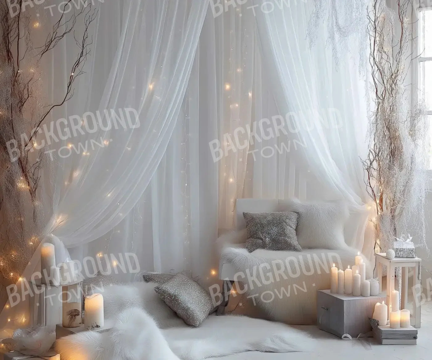 White Candle Boho 12’x10’ UltraCloth (144 x 120 inch) Backdrop
