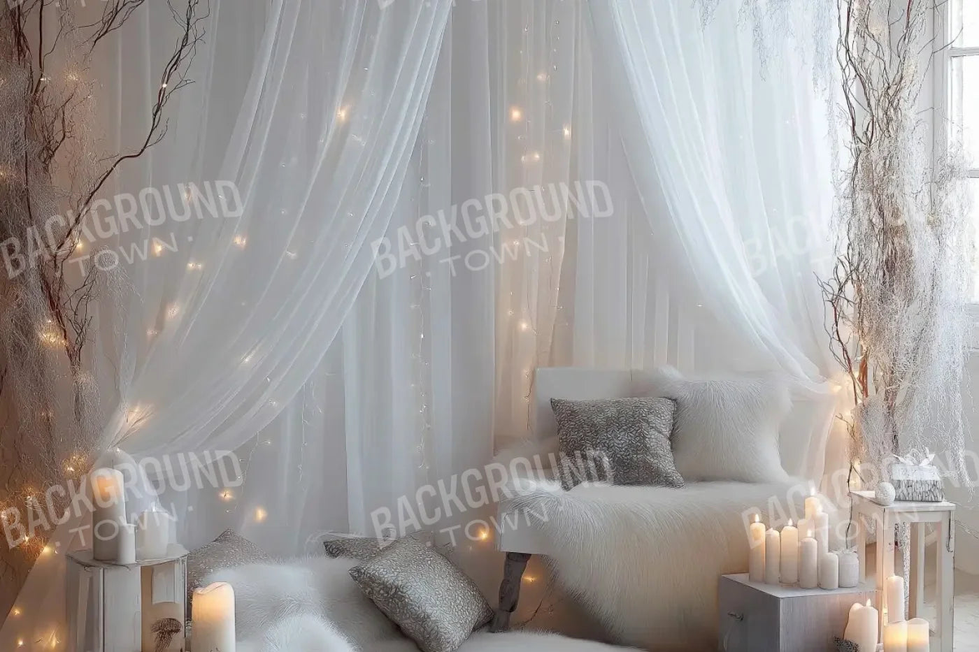 White Candle Boho 12’x8’ UltraCloth (144 x 96 inch) Backdrop