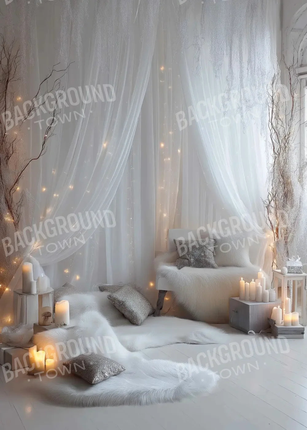 White Candle Boho 5’x7’ UltraCloth (60 x 84 inch) Backdrop