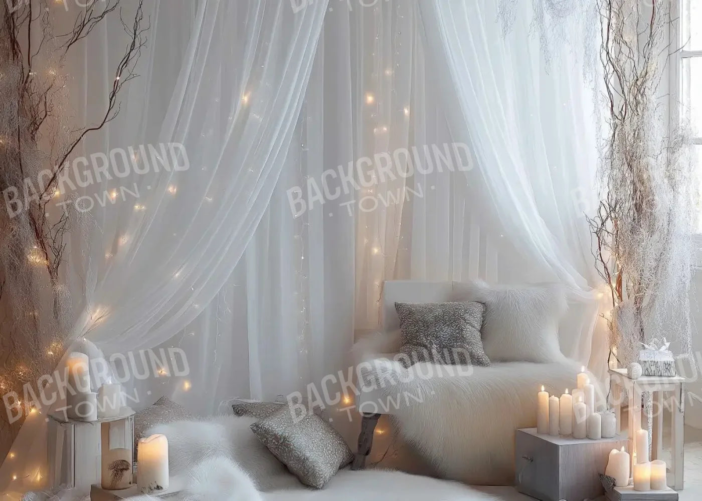 White Candle Boho 7’x5’ UltraCloth (84 x 60 inch) Backdrop